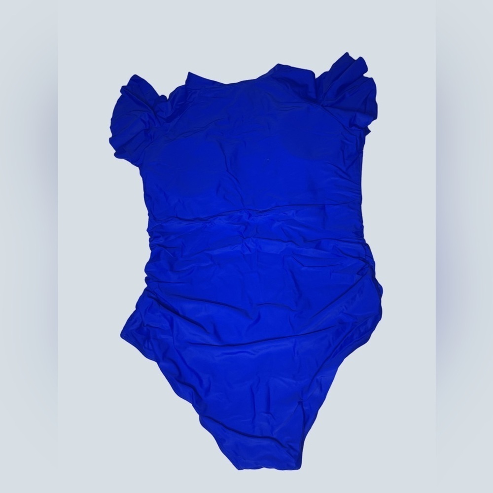 SEBOWEL BLUE Short Sleeve Zip Front Rash Guard One Piece Athletic Swimwear XXL - Picture 4 of 9